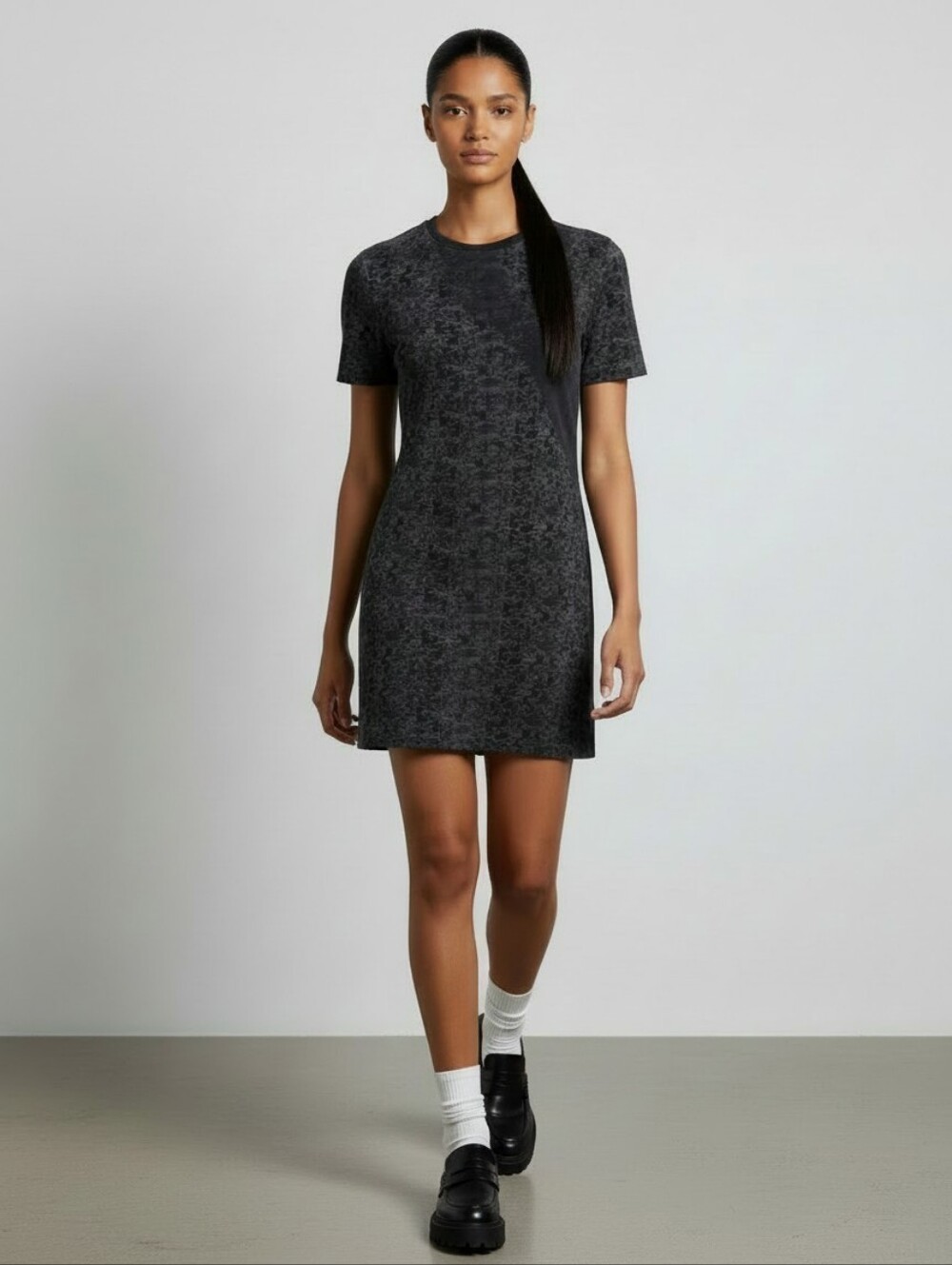 Theyskens Theory Velvet Burnout Mini Dress Distressed Black Small
